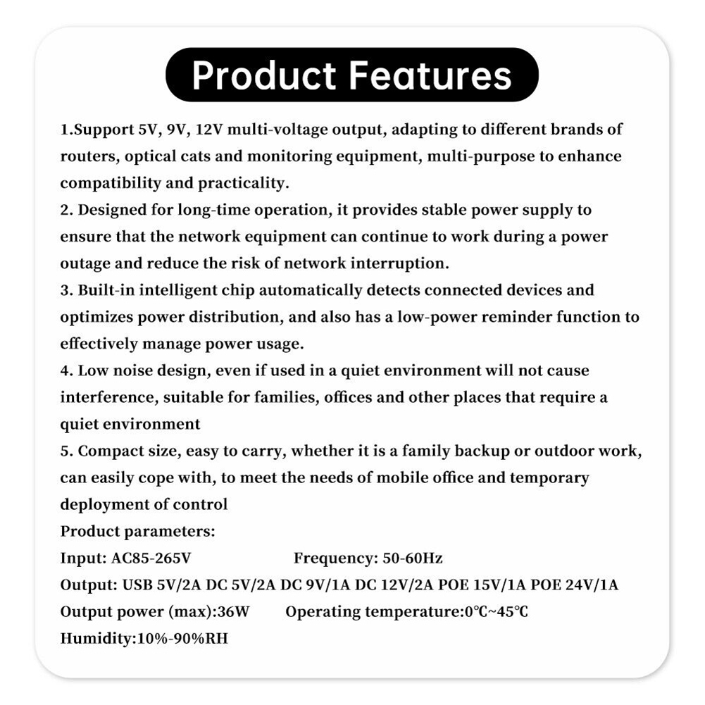Outdoor Uninterruptible Power Supply - 1018L 5V 9V 12V 백업 DC