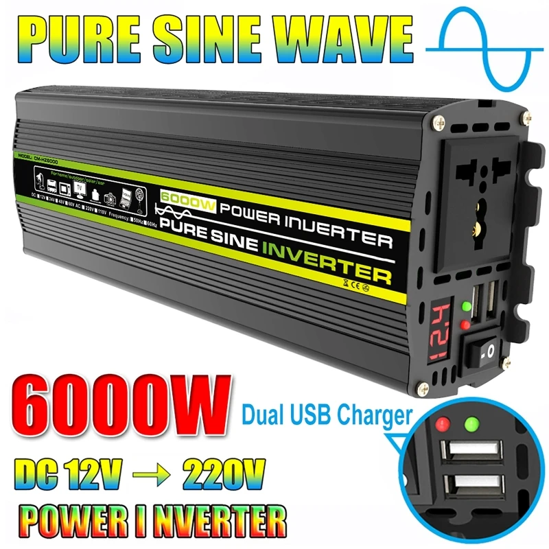 Outdoor Power Inverter - 6000W DC12/24V AC 220V 순수 사인파