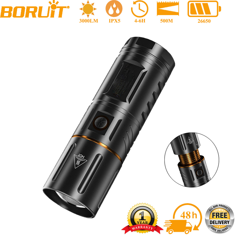 Outdoor Usb Power Bank - BORUiT 울트라 브라이트 3000LM LED 손전등