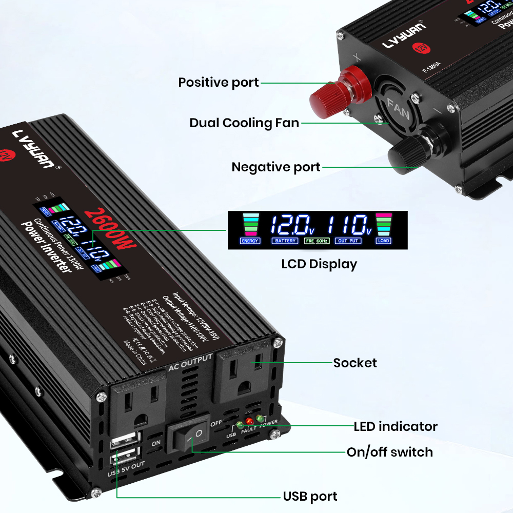 1500W 2000W 2600W 파워 인버터 DC 12 - Outdoor Power Inverter 리뷰 및 가격