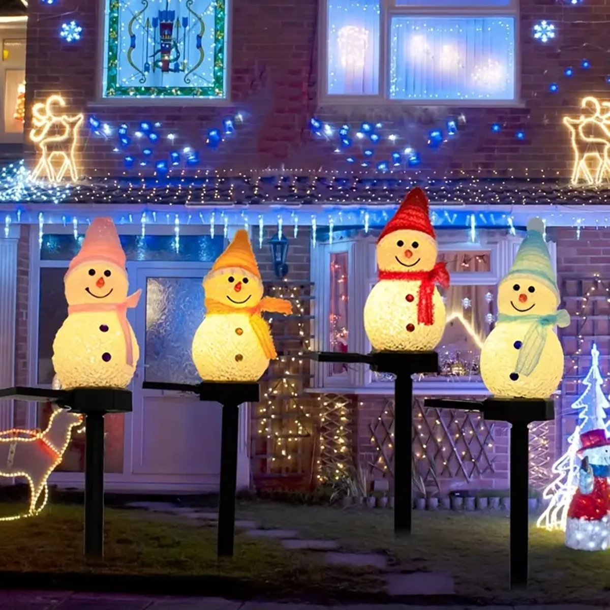 LED 눈사람 태양 정원 조명 야외 지상 스테이크 빛  - Outdoor Solar Power Xmas Lights 리뷰 및 가격