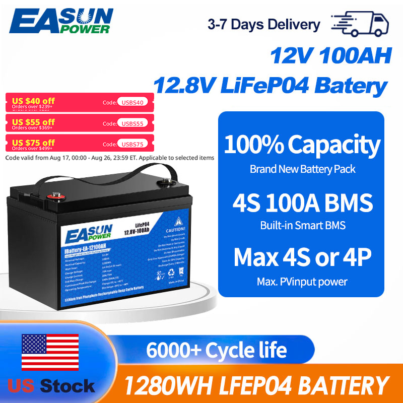 EASUN POWER 12V 100Ah LiFePO4  - Outdoor Power Inverter 리뷰 및 가격