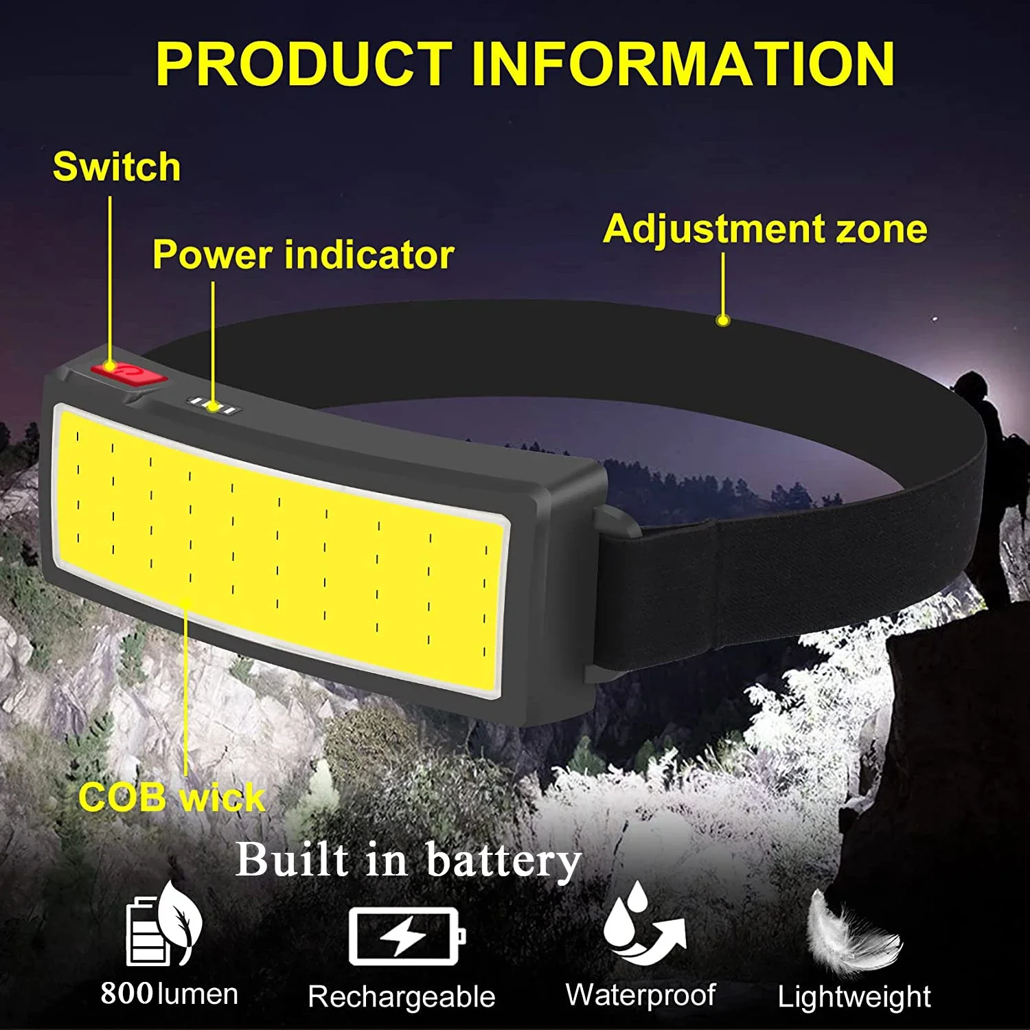 COB 휴대용 LED 헤드라이트 야외 헤드라이트 내장  - Outdoor Usb Power Bank 리뷰 및 가격