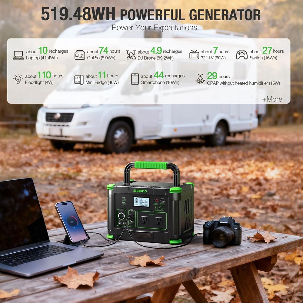 500W 휴대용 파워스테이션 519.48Wh 야외용 발 - Ac Outdoor Power 리뷰 및 가격