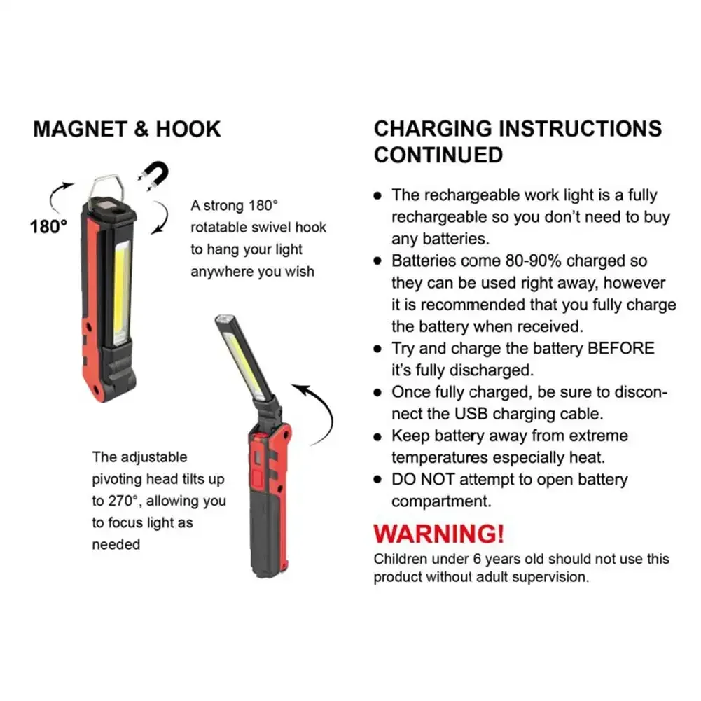 디머블 COB LED 작업등 USB 충전식 손전등 자석 - Outdoor Usb Power Bank 리뷰 및 가격