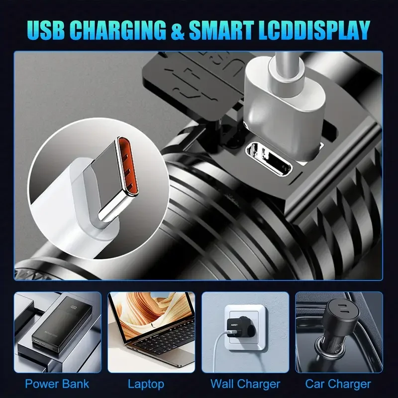 전술용 LED 손전등 2000LM USB 충전식 방수  - Outdoor Usb Power Bank 리뷰 및 가격