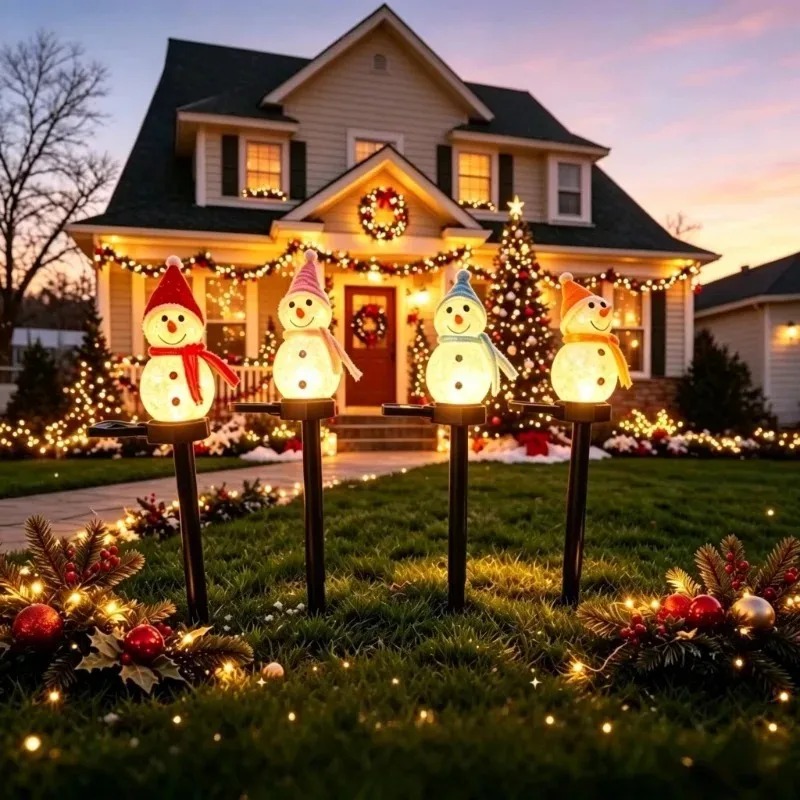 태양광 눈사람 모양 지지대 LED 조명, 따뜻한 백색  - Outdoor Solar Power Xmas Lights 리뷰 및 가격